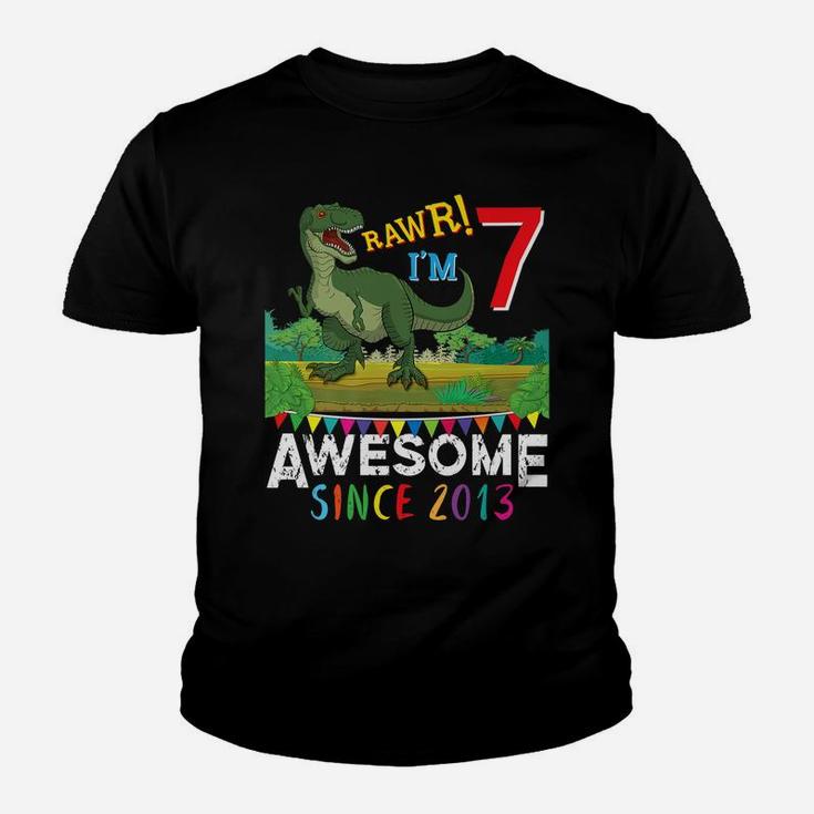 T-Rex 7 Years Old Awesome Since 2013 Birthday Dinosaur Gift Youth T-shirt