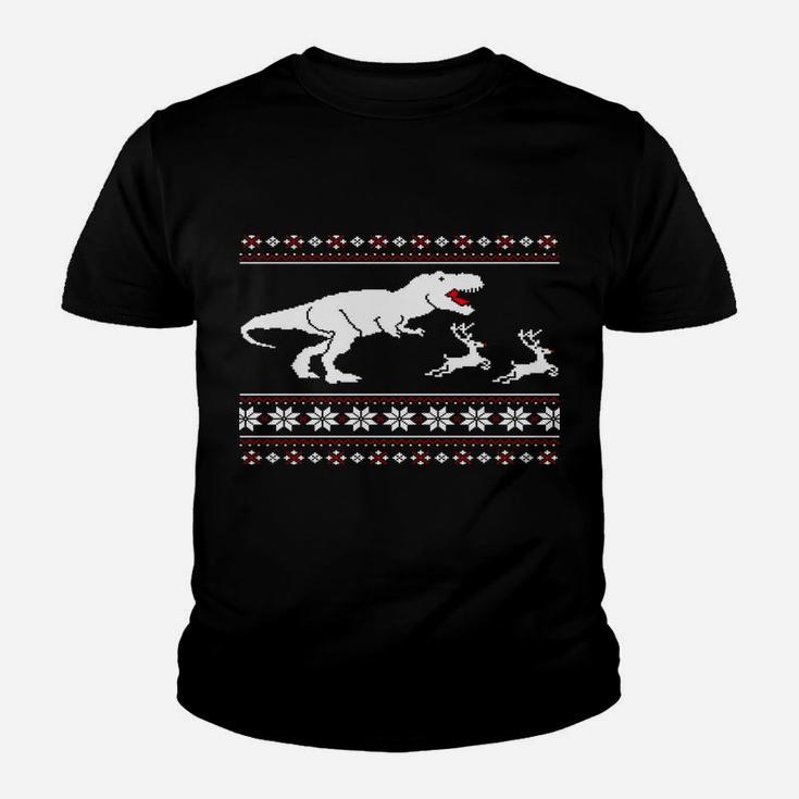 T-Rex Dinosaur Attack Moose Funny Christmas Family Xmas Gift Youth T-shirt