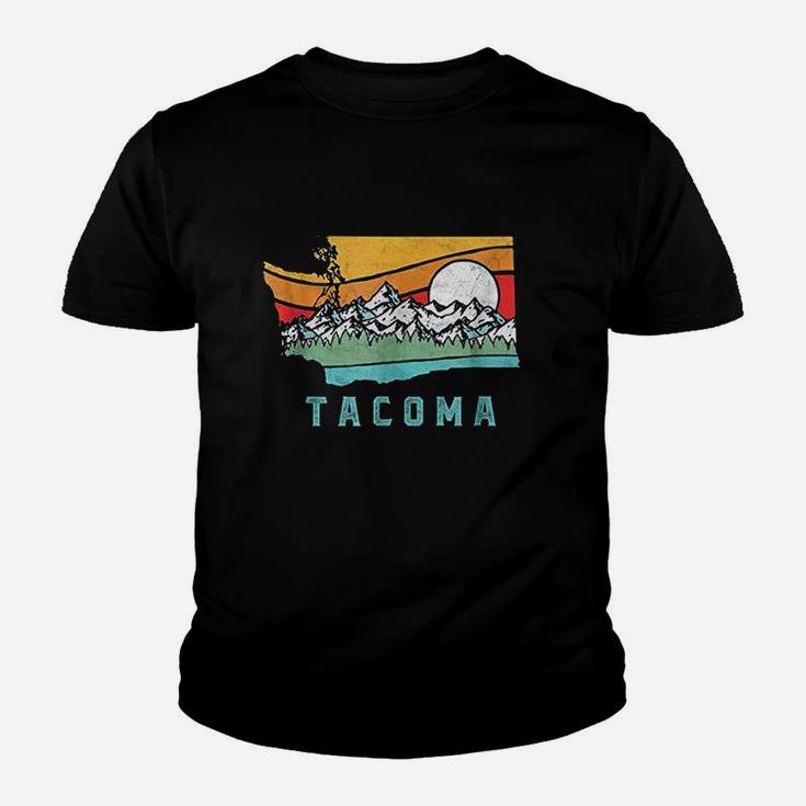 Tacoma Washington Outdoors Retro Mountains Youth T-shirt