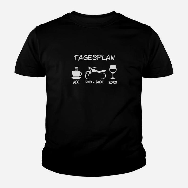 Tagesplan Kinder Tshirt: Kaffee, Arbeit, Fahrrad, Wein Motiv Lustiges Tee