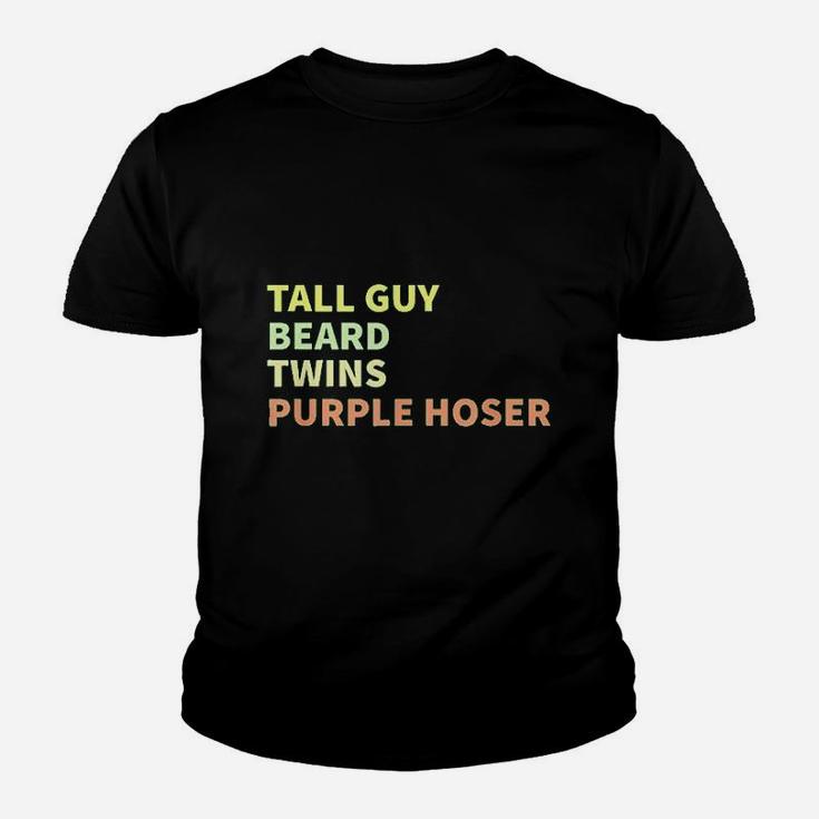 Tall Guy Beard Twins Purple Hoser Youth T-shirt