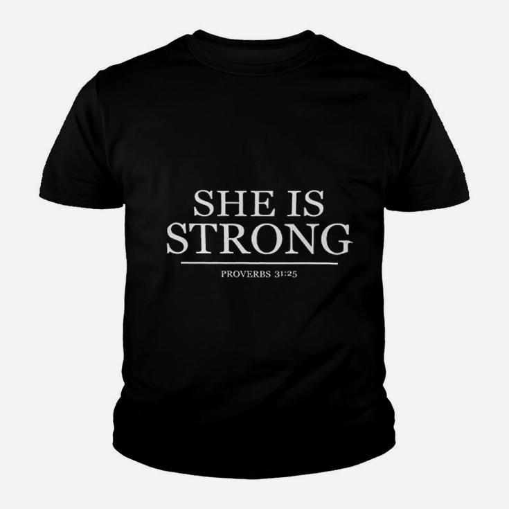Tcombo She Is Strong Proverb Workout Gym Exercise Youth T-shirt