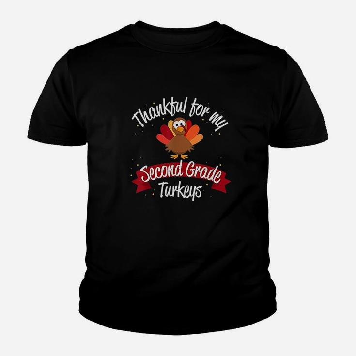 Teacher Thanksgiving Thankful For Second Grade Turkeys Youth T-shirt