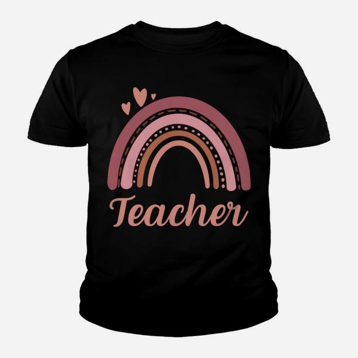 Teacher Vintage Boho Rainbow Teacher Love Hearts Sweatshirt Youth T-shirt