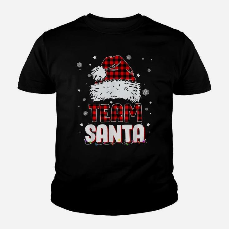 Team Santa Claus Hat Buffalo Plaid Christmas Matching Family Youth T-shirt