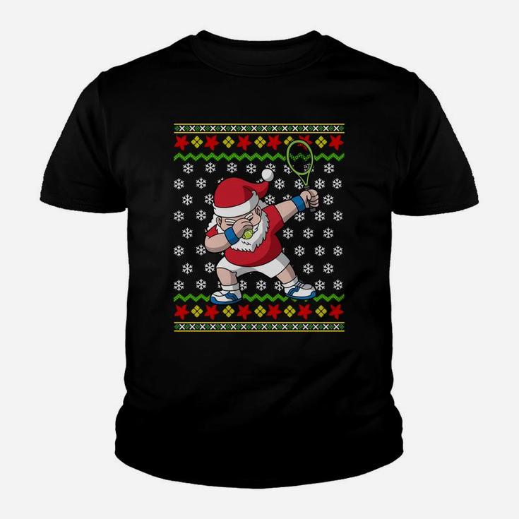 Tennis Santa Claus Ugly Christmas Sweater Pattern Youth T-shirt