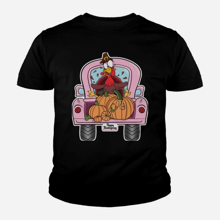 Thanksgiving, Turkey, Vintage, Pink, Truck, Pumpkins, Funny Youth T-shirt