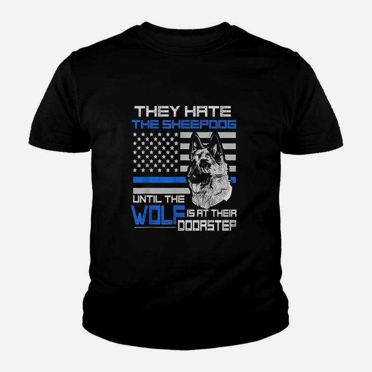 They Hate Sheepdog American Police Blue Line Youth T-shirt
