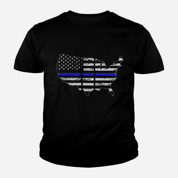 Thin Blue Line American Flag Youth T-shirt