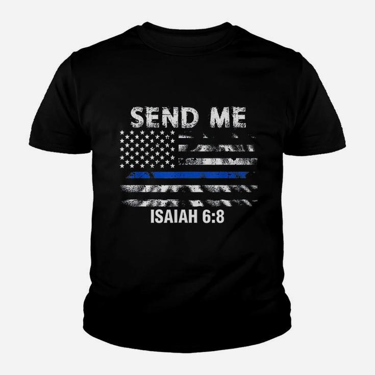 Thin Blue Line Police Send Me American Flag Youth T-shirt