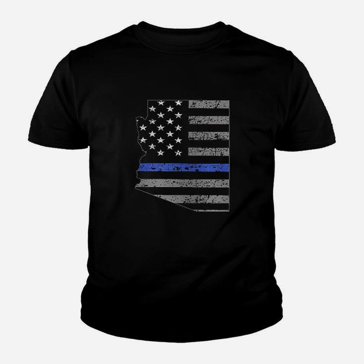 Thin Blue Line Us States With Usa Flag Police Week Youth T-shirt