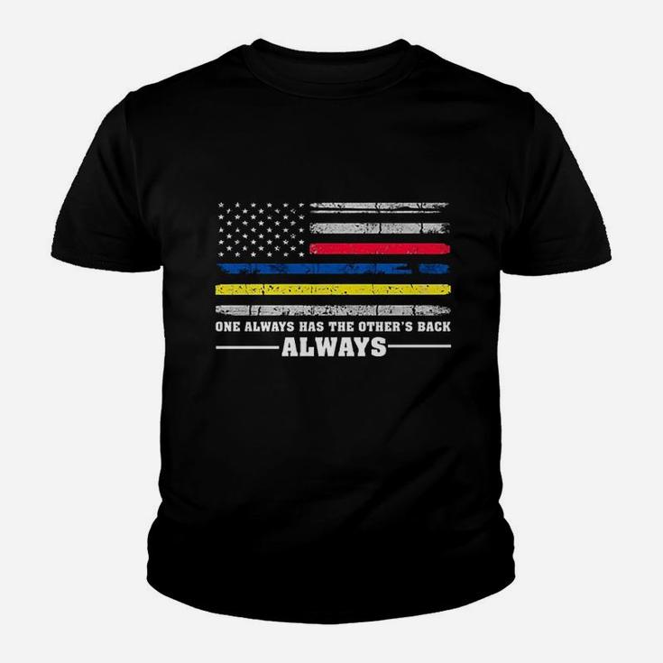 Thin Gold Line Thin Blue Line Thin Red Line Youth T-shirt