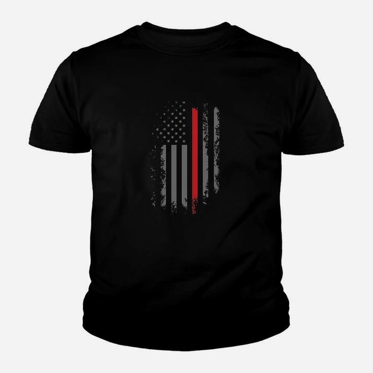 Thin Red Line Firefighter Maltese Cross American Flag Youth T-shirt