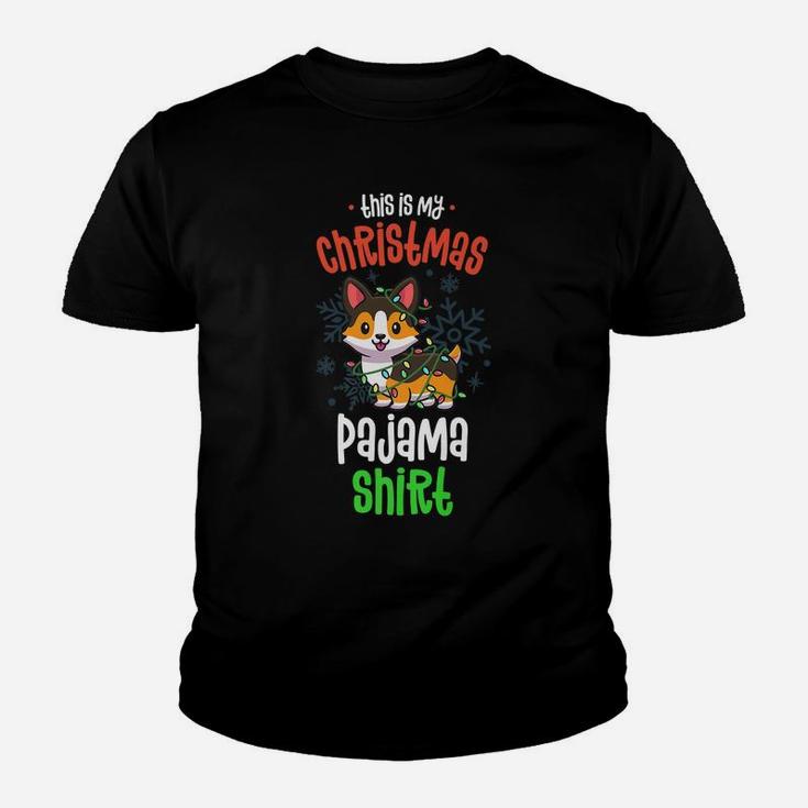 This Is My Christmas Pajama Shirt Tricolor Corgi Pjs Xmas Youth T-shirt