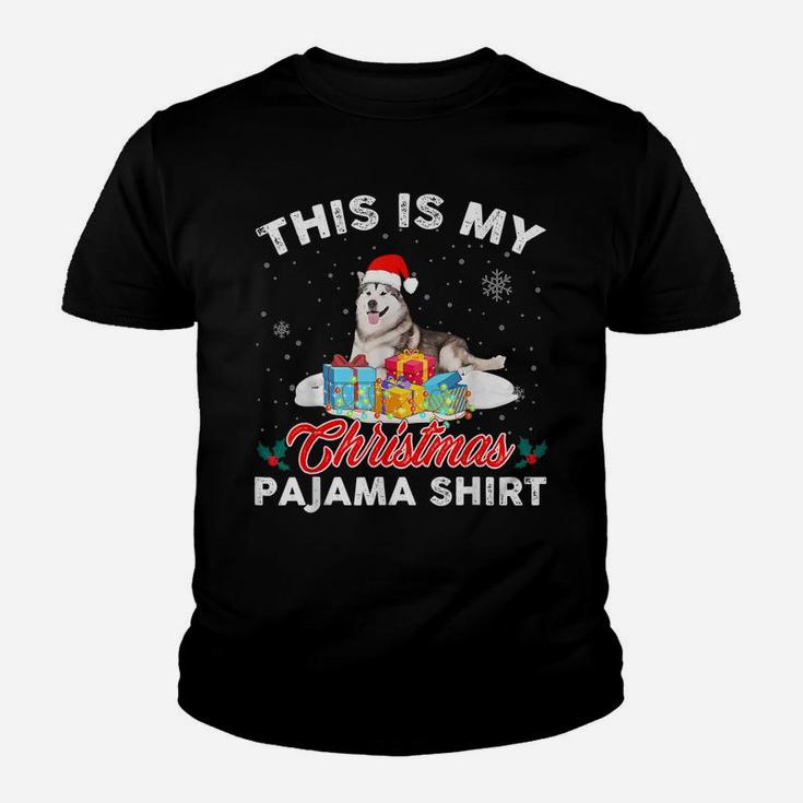 This Is My Christmas Pajama Siberian Husky Dog Mom Dad Youth T-shirt