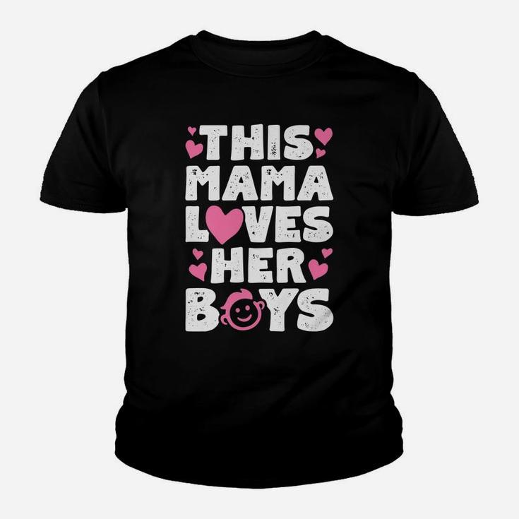 This Mama Loves Her Boys T Shirt Mother Mom Mommy Women Gift Youth T-shirt