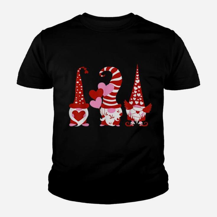 Three Gnomes Holding Hearts Valentines Youth T-shirt