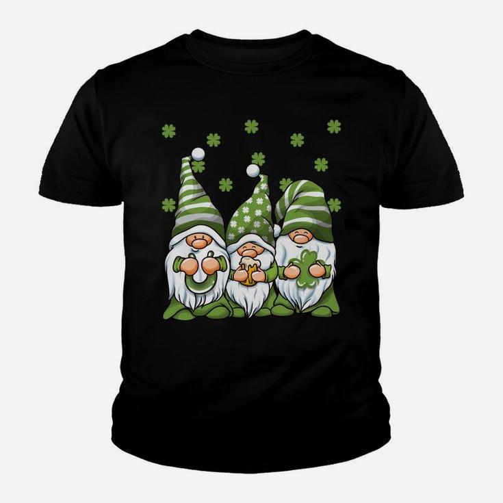 Three Green Irish Gnomes Shamrock Clover St Patrick's Day Youth T-shirt