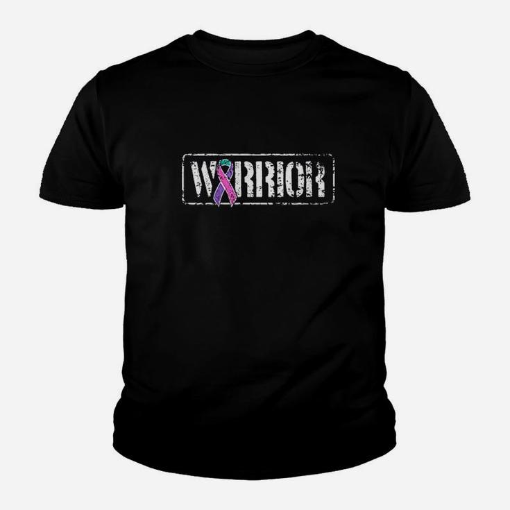 Thyroid Warrior  Military Style Awareness Ribbon Youth T-shirt