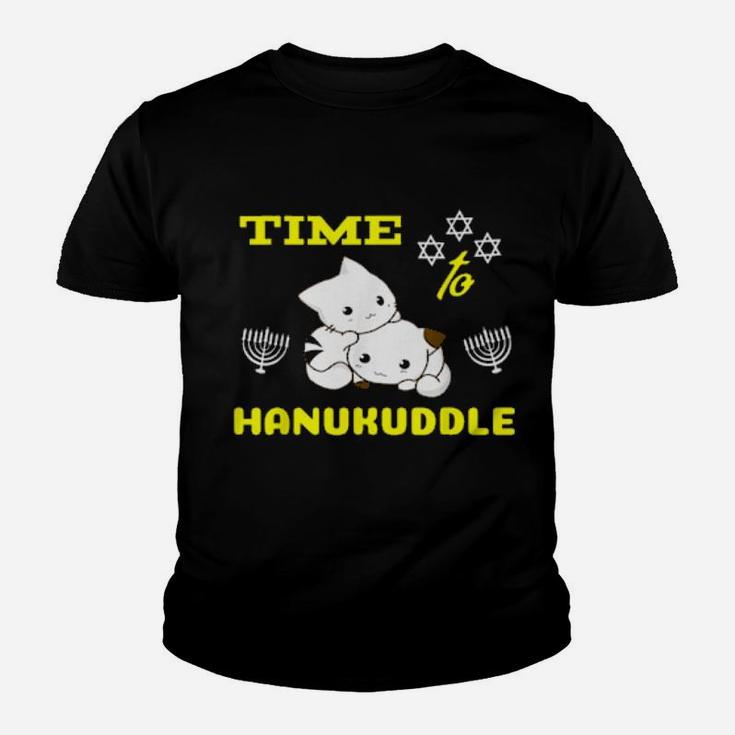 Time To Hanukuddle Hanukkah Cats Cuddling Cat Youth T-shirt