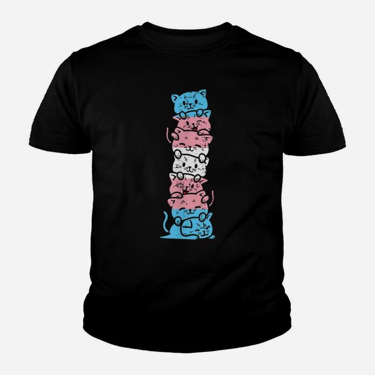 Transgender Cat Stack Cute Trans Pride Flag Lgbt Animal Gift Youth T-shirt