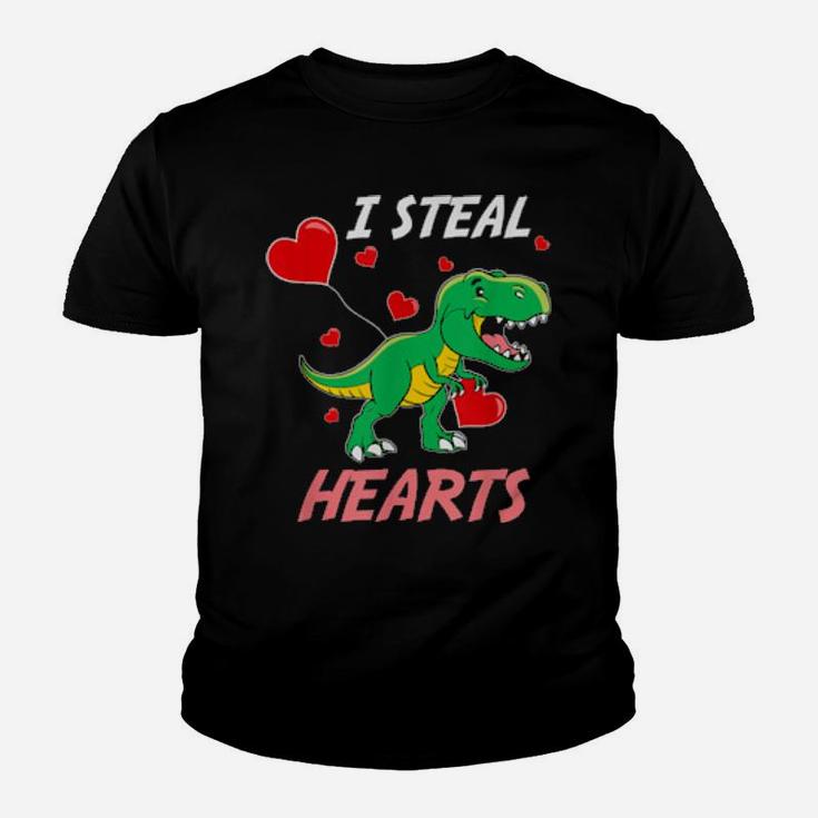 Trex I Steal Hearts Valentines Day Youth T-shirt