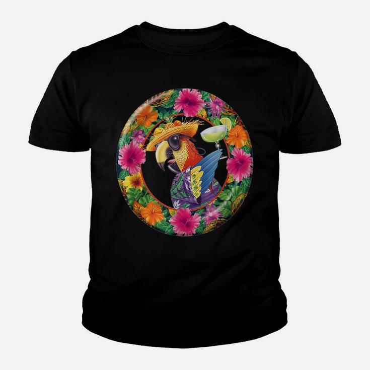 Tropical Parrot Margarita Cocktail Shirt Summer Flower Gift Youth T-shirt