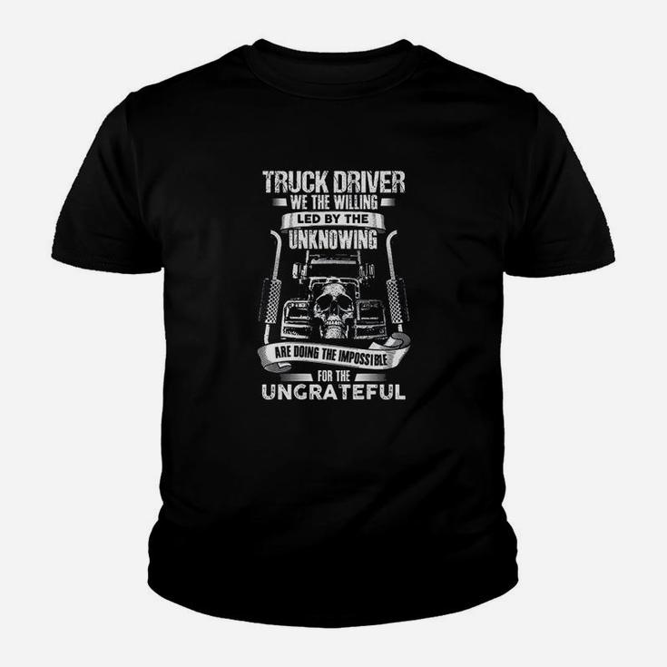 Truck Drivers Fun Truckers Trucking Skull Backside Youth T-shirt