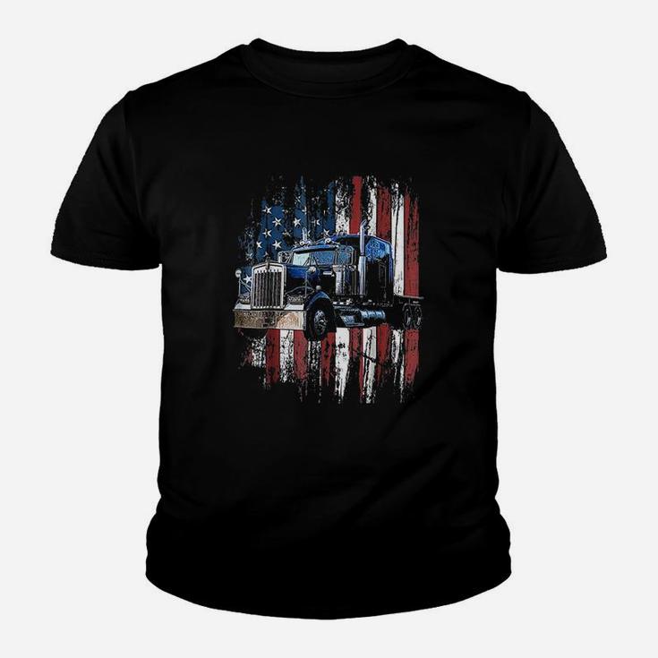 Trucker American Flag Truck Driver Truck Driver Gift Youth T-shirt