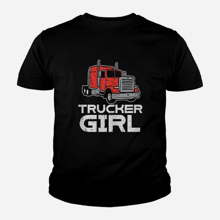 Trucker Girl Trucking Semi Truck Driver Wife Mom Women Gift Youth T-shirt