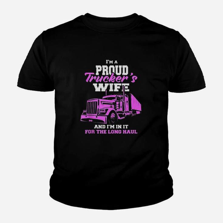 Trucker Im A Proud Trackers Wife Truck Drivers Mum Youth T-shirt