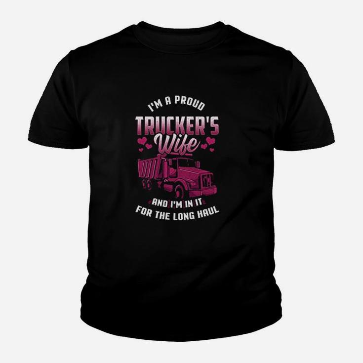 Trucker Wife In It For The Long Haul Funny Truck Driver Gift Youth T-shirt