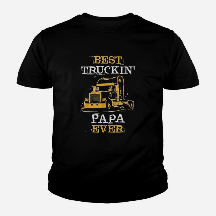 Trucking Papa Slogan Semi Big Rig Truck Driver Dad Saying Youth T-shirt