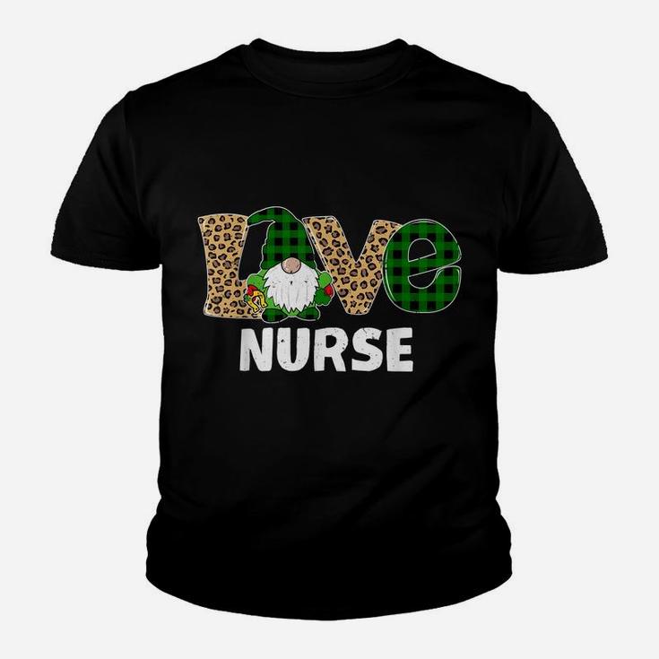 Tu Leopard Plaid Gnome Nurse St Patricks Day Costume Youth T-shirt