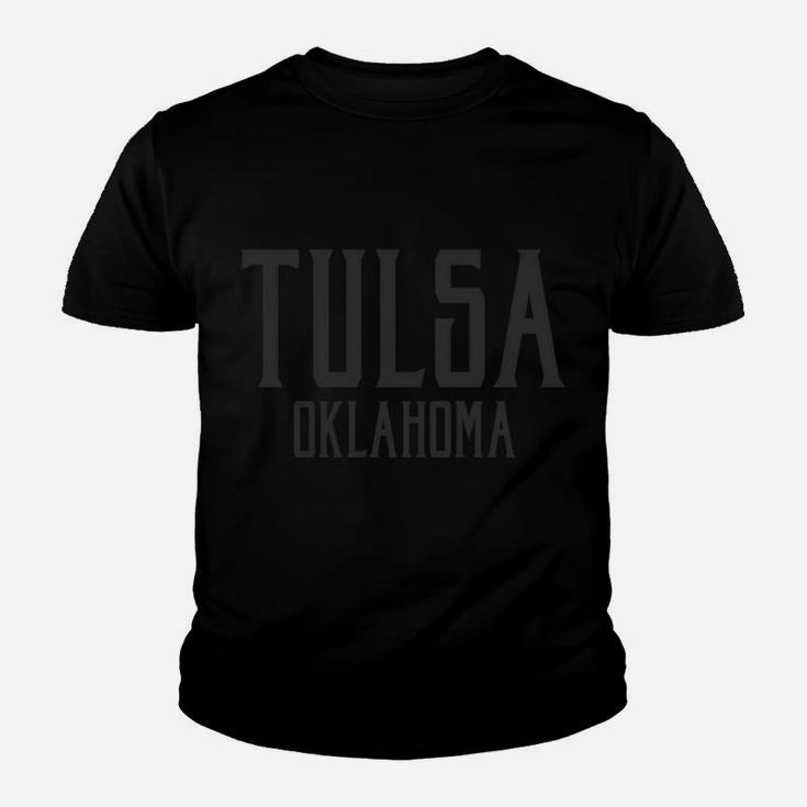 Tulsa Oklahoma Ok Vintage Text Black With Black Print Youth T-shirt