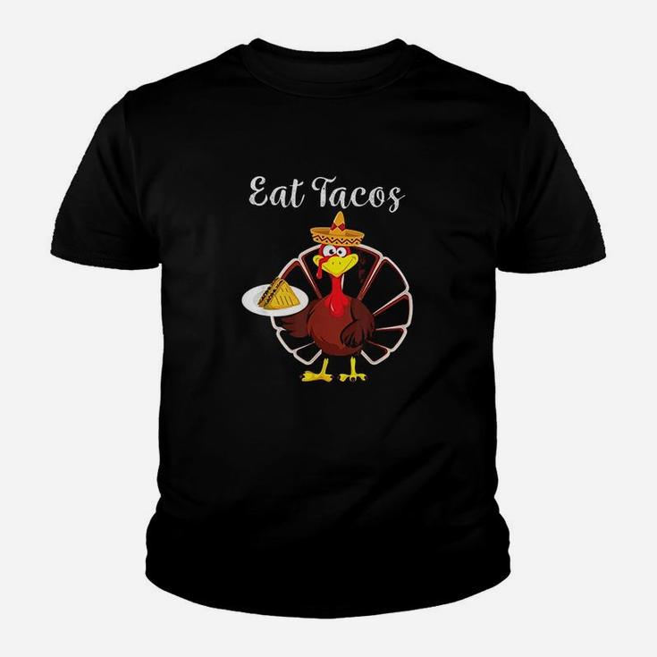 Turkey Eat Tacos Funny Mexican Sombrero Thanksgiving Xmas Youth T-shirt