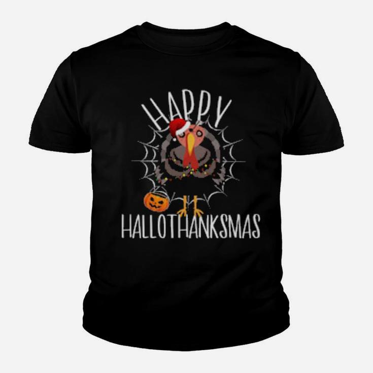 Turkey Zombie Thanksgiving Xmas Happy Hallothanksmas Youth T-shirt