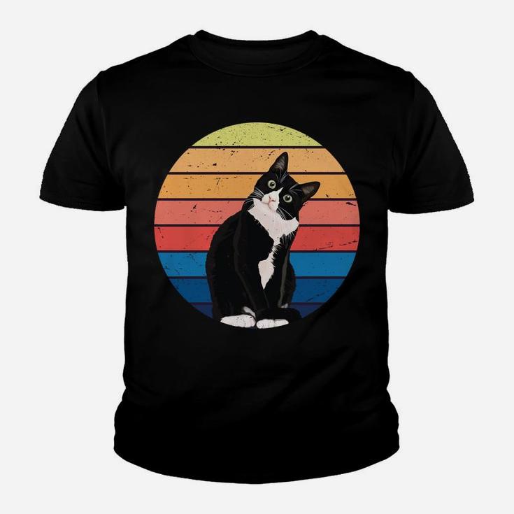 Tuxedo Cat Gift Retro Colors For Animal Lovers Youth T-shirt