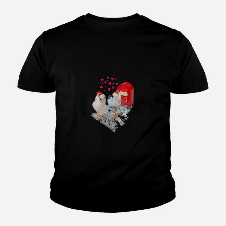 Two Chicken Heart Valentines Days Chicken Couple Youth T-shirt