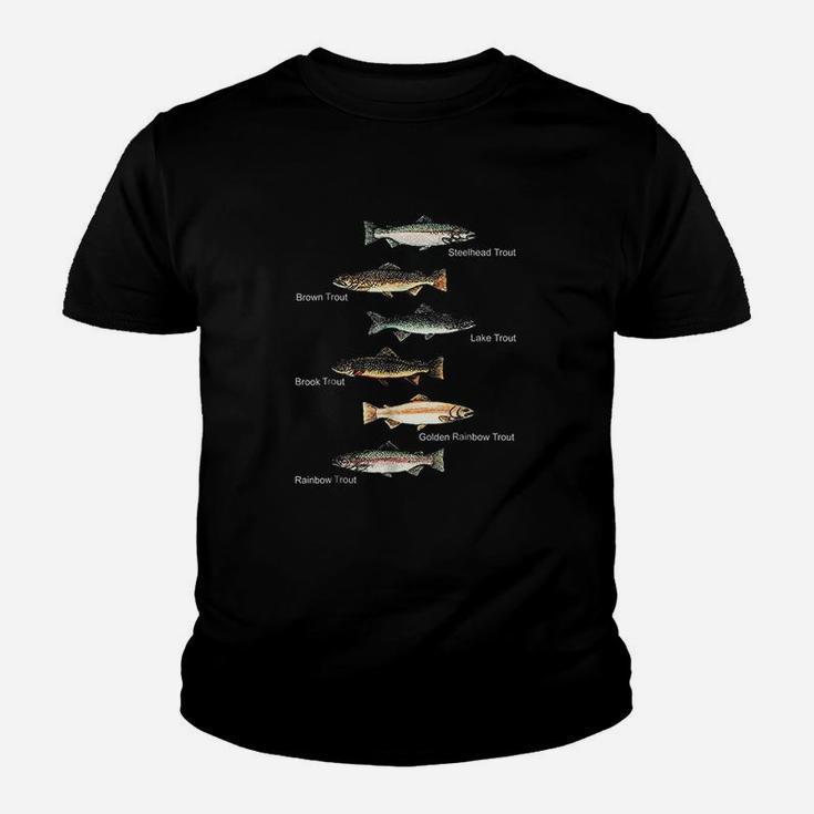 Types Of Trout Fish Species Collection Fishing Youth T-shirt