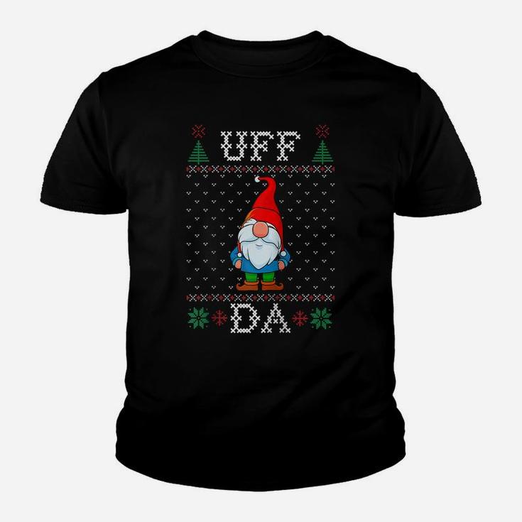 Uff Da, Swedish Tomte Gnome, God Jul, Ugly Christmas Sweater Raglan Baseball Tee Youth T-shirt