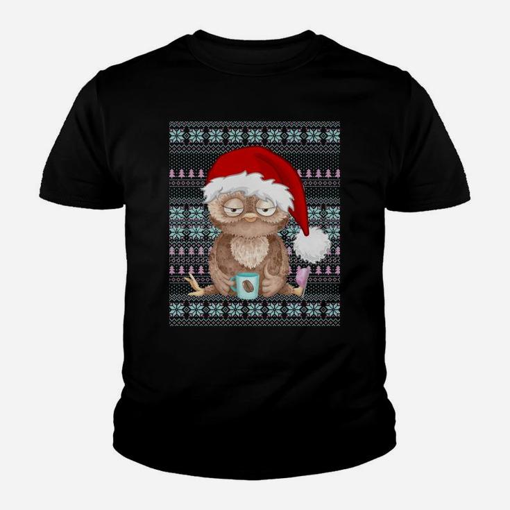 Ugly Christmas Santa Costume Christmas Owl Coffee Lovers Sweatshirt Youth T-shirt