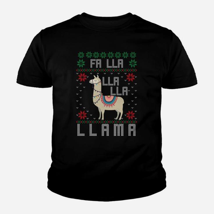 Ugly Christmas Sweater Llama Funny Holiday Sweatshirt Youth T-shirt