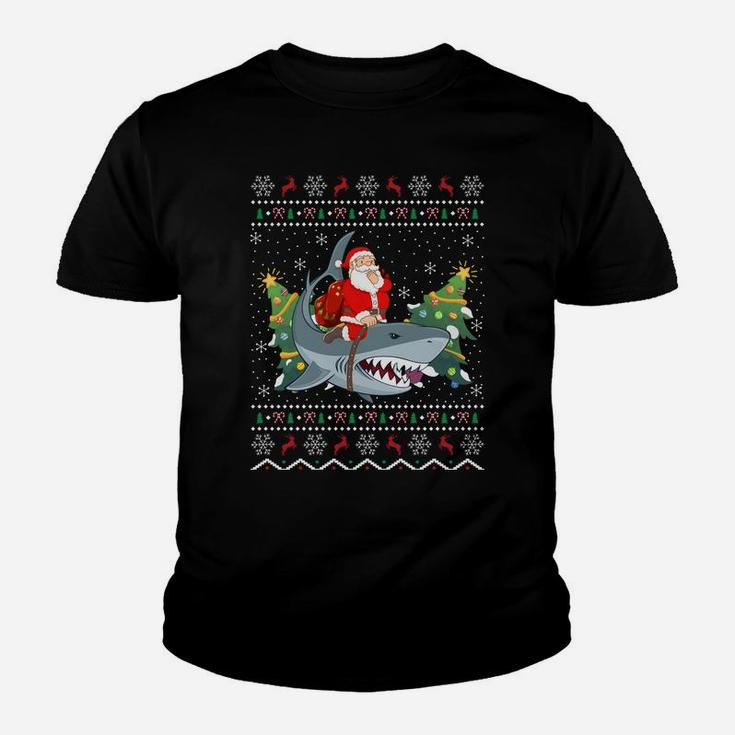 Ugly Shark Xmas Gift Funny Santa Riding Shark Christmas Sweatshirt Youth T-shirt