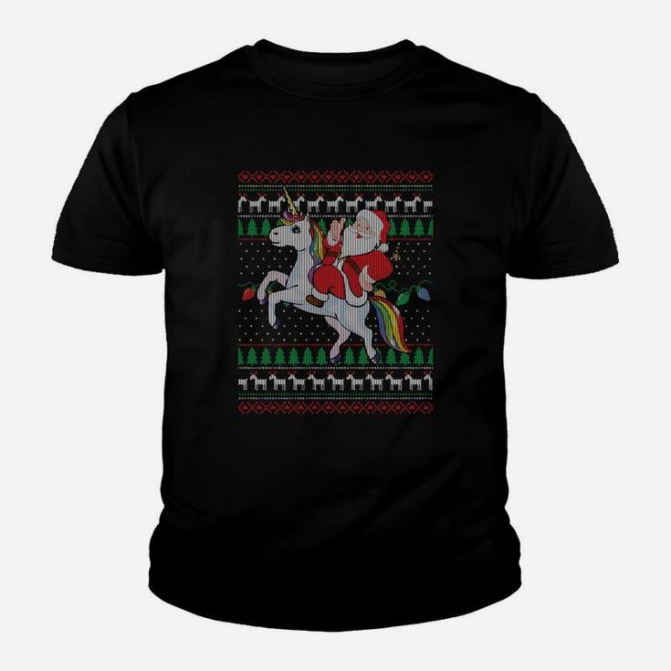 Unicorn Ugly Christmas Sweatshirt Xmas Santa Gift Youth T-shirt