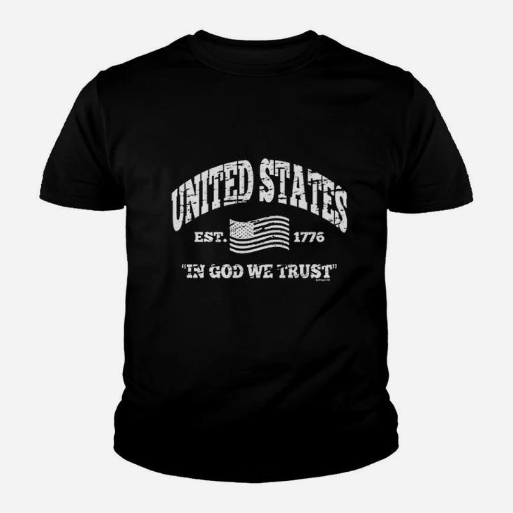 United States Established 1776 Flag In Regular Big And Tall Youth T-shirt