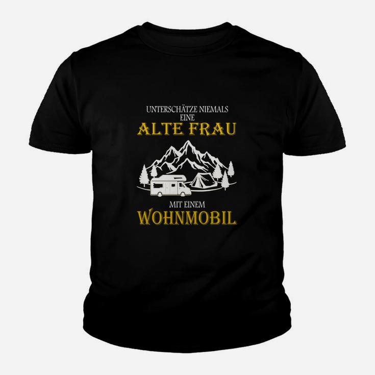 Unterschüchze Niemals Alte Frau Camping Kinder T-Shirt