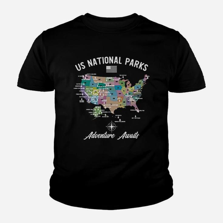 Us National Parks Map Youth T-shirt