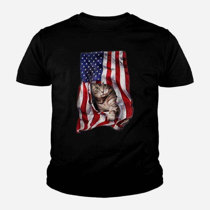 Usa American Flag Cat Kitty Kitten Shirt Funny 4Th July Gift Youth T-shirt