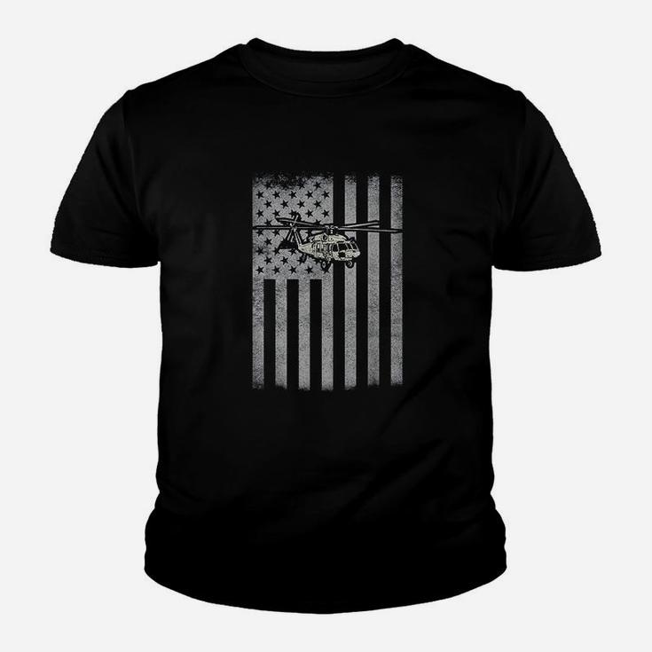 Usa Flag Helicopter Veterans Fathers Day Gift Youth T-shirt